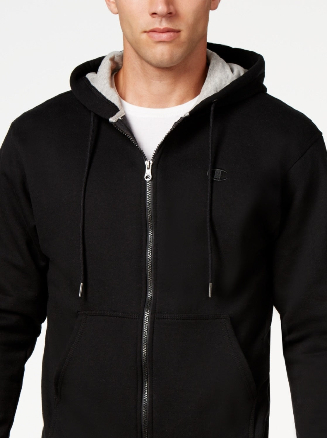 Champion Men's Powerblend Fleece Zip Hoodie Black Size Large