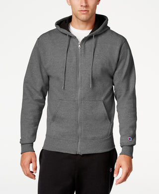 Champion Men's Powerblend Fleece Zip Hoodie Gray Size Large