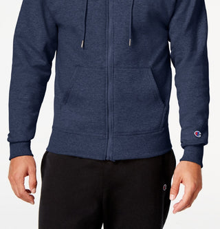 Champion Men's Powerblend Fleece Zip Hoodie Blue Size Small