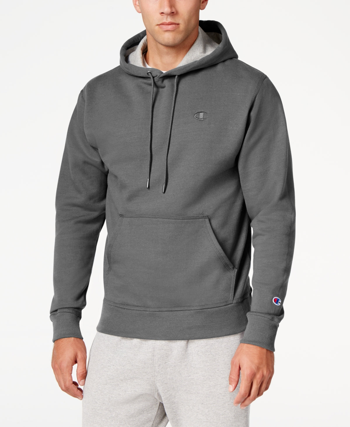Champion Men's Powerblend Fleece Hoodie Gray Size Medium
