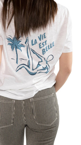 On This Day - "la vie est belle" Graphic Short Sleeve Knit Tee