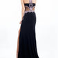 Rachel Allan - Beaded Jersey Prom Gown With High Slit