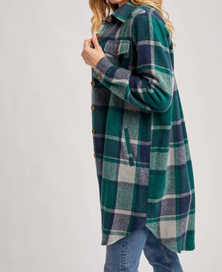 Bluivy - Women's Flannel Plaid Longline Shacket