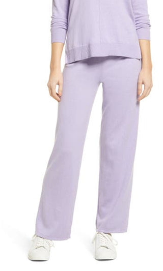 Anne Klein Women's Cotton Blend Sweater & Pants Set Purple Size Small