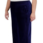Jones New York Women's Ribbed Velour Pull On Straight Leg Pants Blue Size 2X
