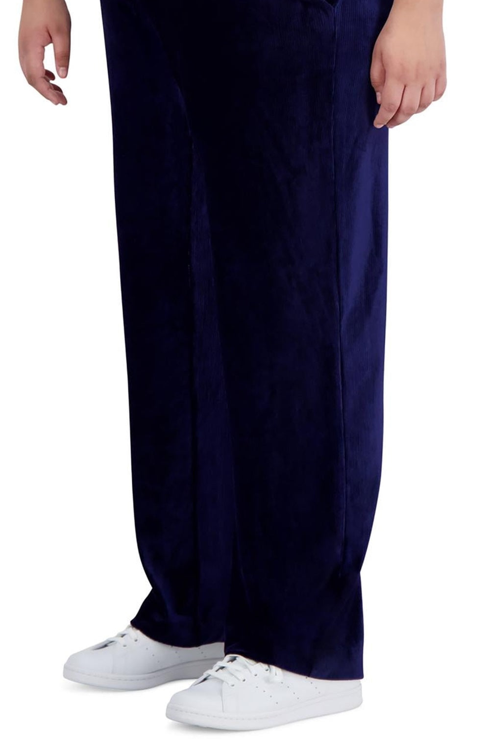 Jones New York Women's Ribbed Velour Pull On Straight Leg Pants Blue Size 2X