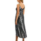 Bar III Women's Shimmering Metallic Faux Wrap Style Dress Silver Size XL