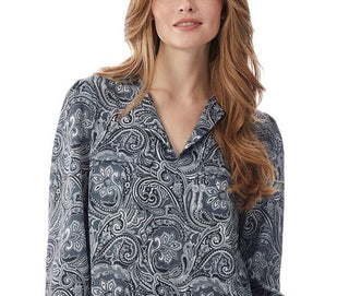 Jones New York Women's Simplified Utility Blouse Top Grey Size Large