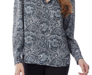 Jones New York Women's Simplified Utility Blouse Top Grey Size Large