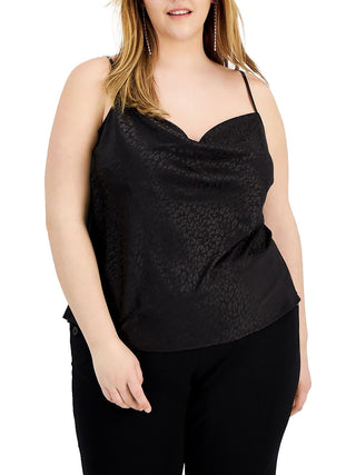 Bar III Women's Tonal Print Camisole Top Black Size 3X