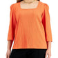 Bar III Women's Gathered Square Neck Pullover Top Orange Size 2X