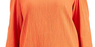 Bar III Women's Gathered Square Neck Pullover Top Orange Size 2X