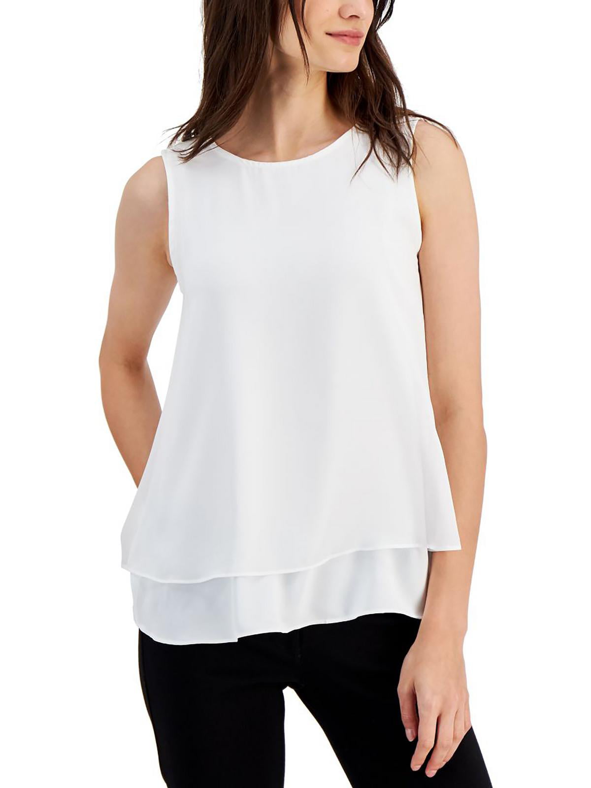 Anne Klein Women's Relaxed Tank Pullover Top White Size Medium