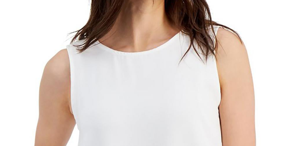 Anne Klein Women's Relaxed Tank Pullover Top White Size Medium