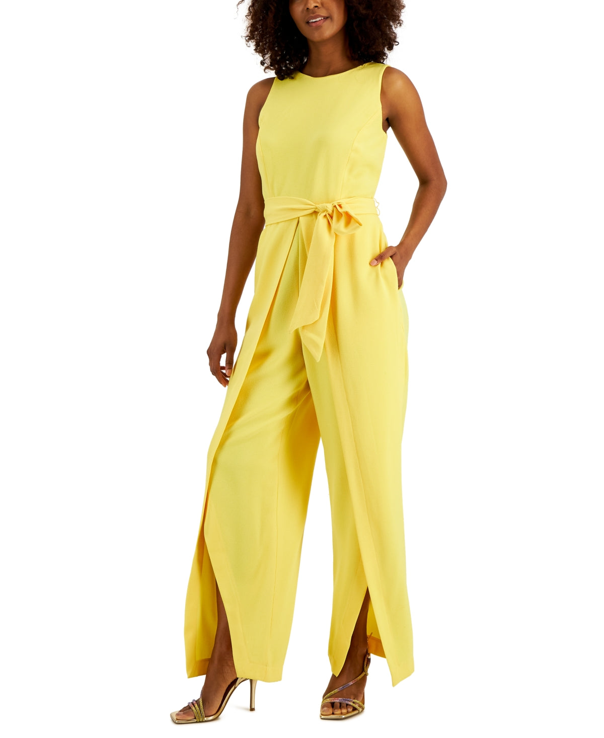 INC International Concepts Women's Walkthrough Jumpsuit Yellow Size 2