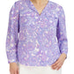 Jones New York Women's Paisley Print Simplified Utility Blouse Blue Size 2X