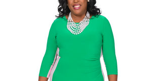 Kasper Women's Side Stripe Dress Green Size 8