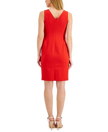 Anne Klein Women's Contour Stretch V Neck Dress Red Size 0