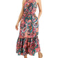 INC International Concepts Women's Printed Tired Maxi Dress Pink Size 4