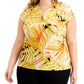 Kasper Women's Printed Cap Sleeve Top Orange Size 1X