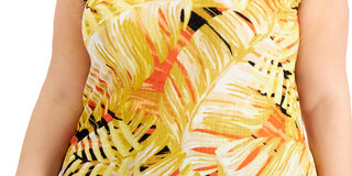 Kasper Women's Printed Cap Sleeve Top Orange Size 1X