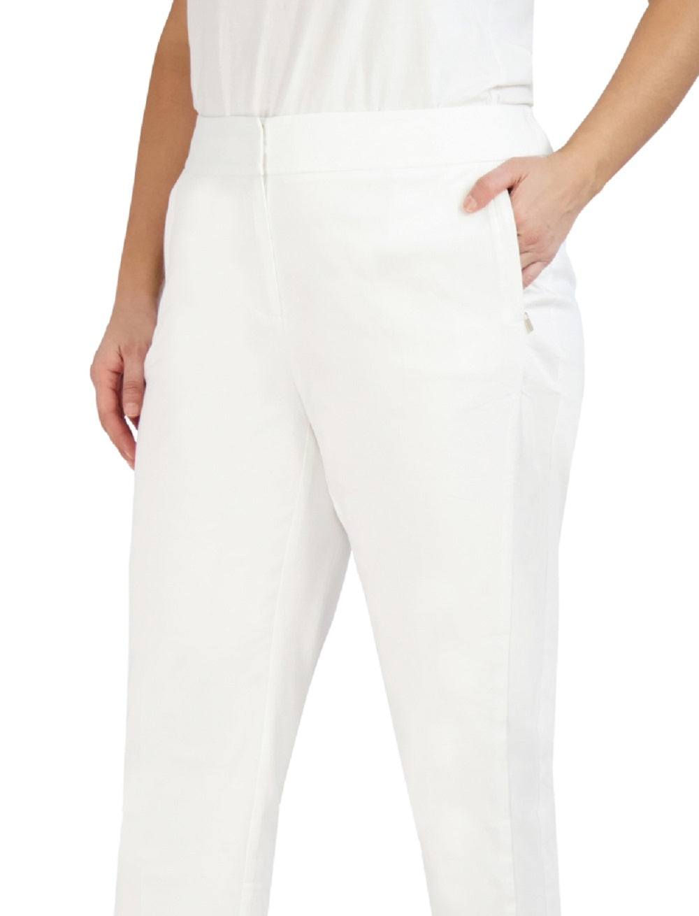 Jones New York Women's Slim Fit Sateen Zip Pocket Ankle Pants Brown Size 18W