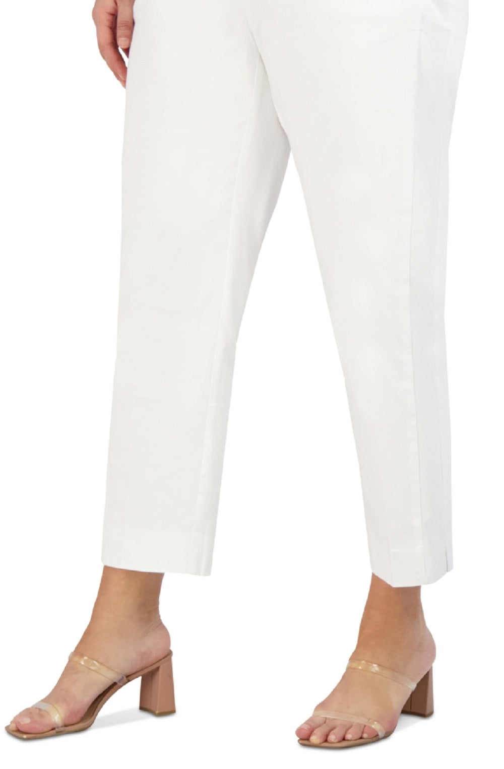 Jones New York Women's Slim Fit Sateen Zip Pocket Ankle Pants Brown Size 18W