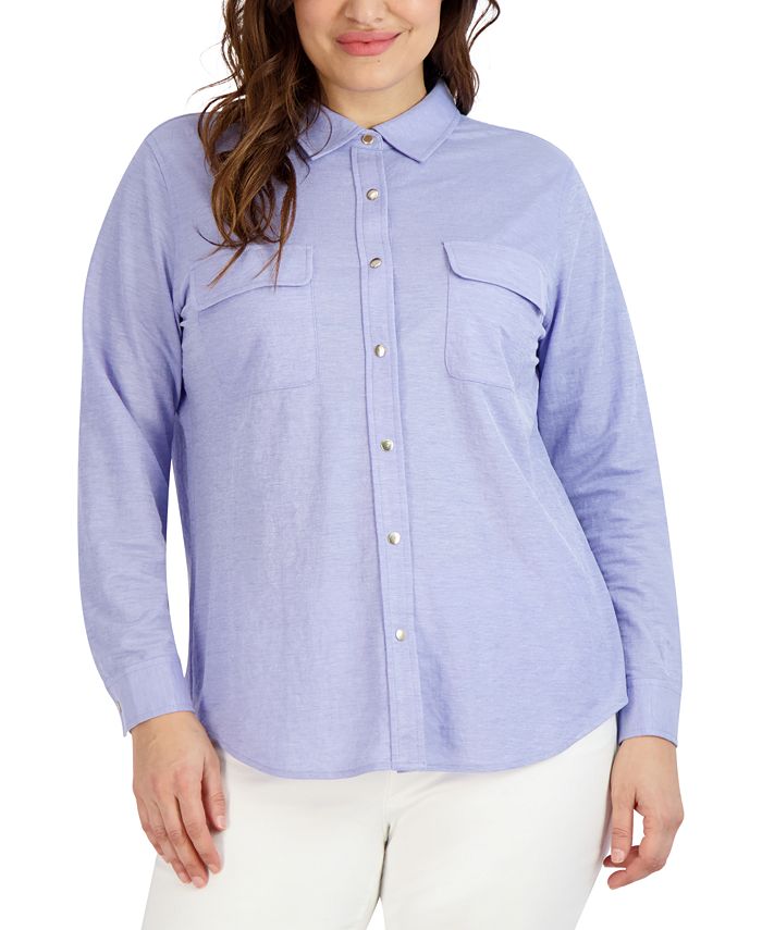 Jones New York Women's Chambray Shirt Blue Size 3X