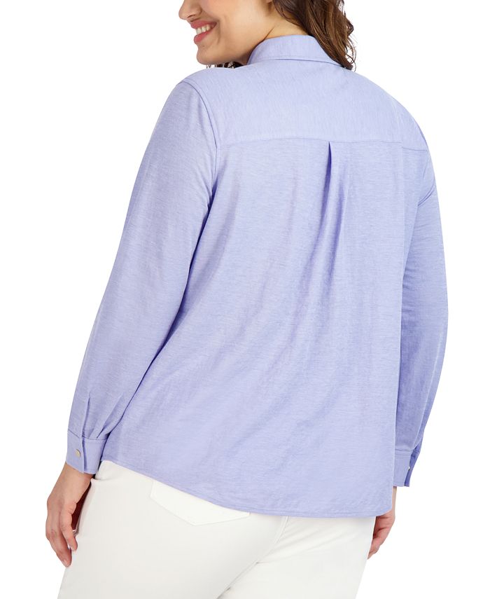 Jones New York Women's Chambray Shirt Blue Size 3X