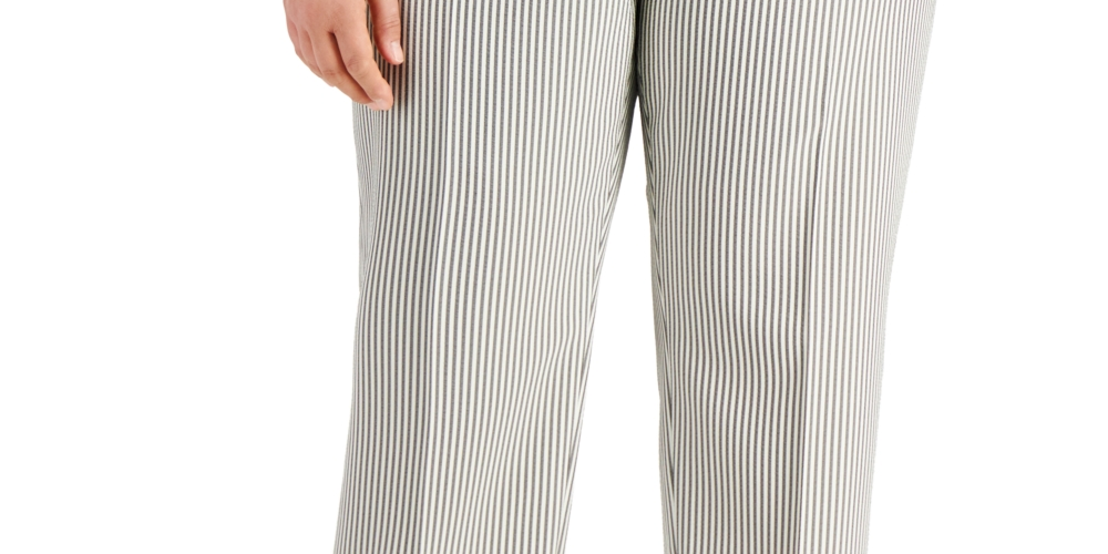 Kasper Women's Seersucker Slim Ankle Pants Gray Size Petite Small