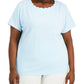 Anne Klein Women's Plus Scalloped T-Shirt Blue Size 2X