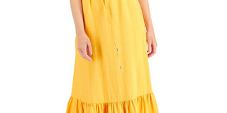 INC International Concepts Women's Woven Halter Maxi Dress Orange Size 10