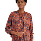 Bar III Women's Ikat Print Scrunch Sleeve Blazer Blue Size XX-Small