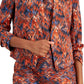 Bar III Women's Ikat Print Scrunch Sleeve Blazer Blue Size XX-Small