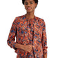Bar III Women's Ikat Print Scrunch Sleeve Blazer Blue Size Small