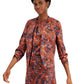 Bar III Women's Ikat Print Scrunch Sleeve Blazer Blue Size Small