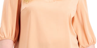 Anne Klein Women's Plus Split Neck Blouse Brown Size 3X