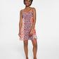 Bar III Women's Adjustable Zippered Floral Sleeveless Sweetheart Neckline Above The Knee Shift Dress Orange Size Small