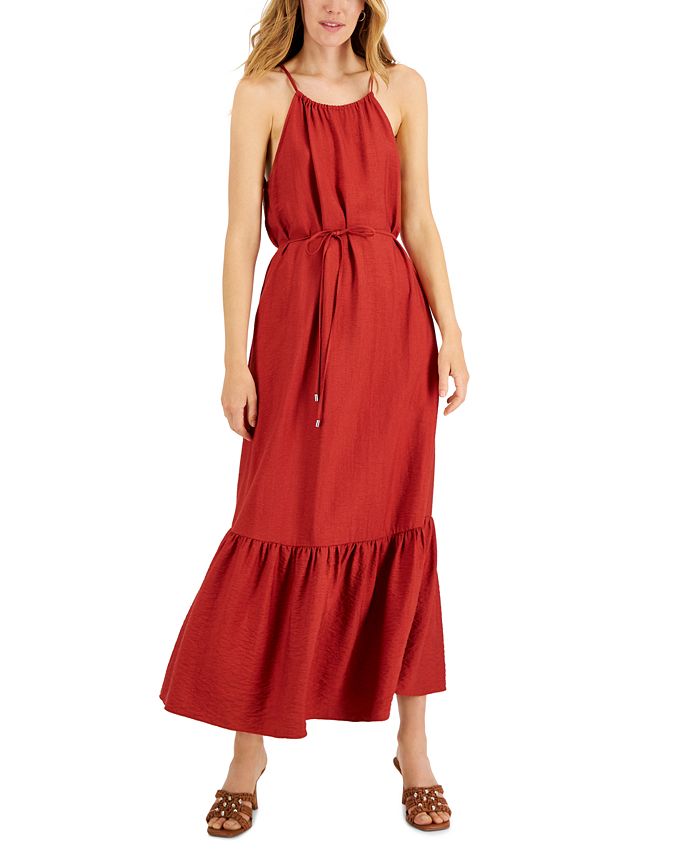 INC International Concepts Women's Halter Maxi Dress Red Size 16