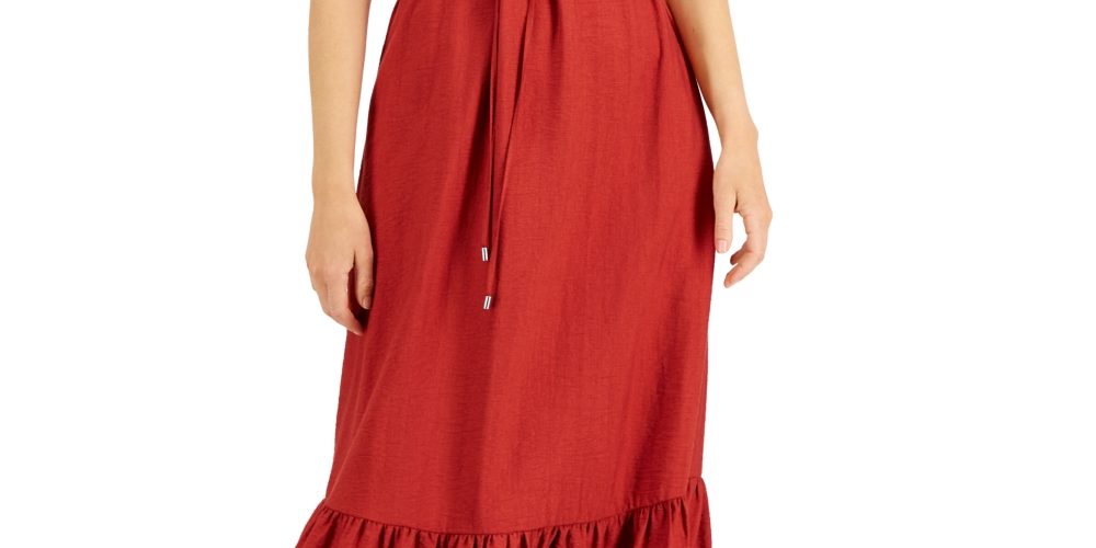 INC International Concepts Women's Halter Maxi Dress Red Size 16