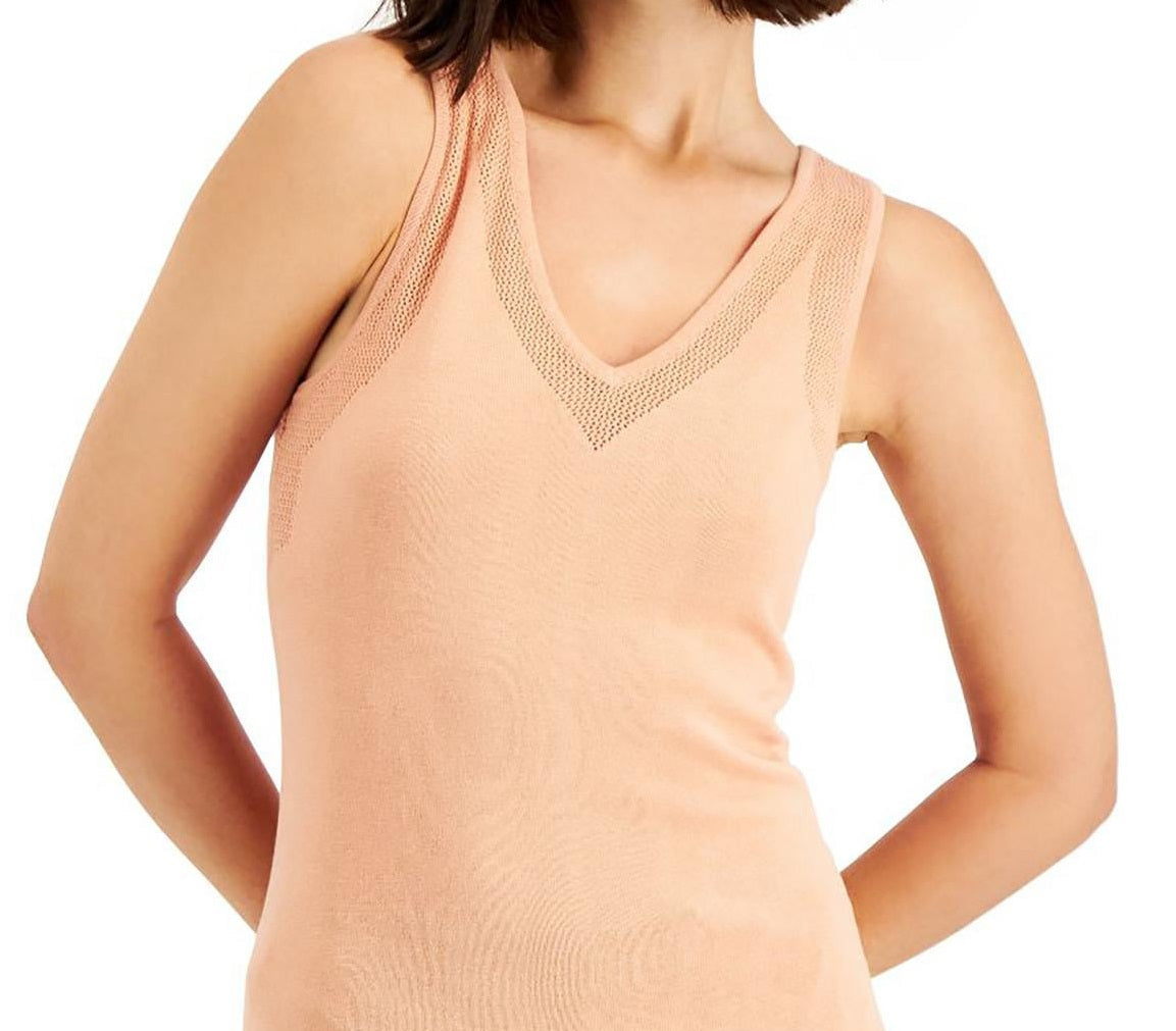 Anne Klein Women's V Neck Knit Tank Top Brown Size Large