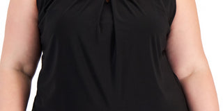 Kasper Women's Faux Leather Trim Twisted Top Black Size 2X