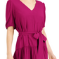 INC International Concepts Women's Tiered V Neck Mini Dress Red Size Small
