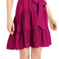INC International Concepts Women's Tiered V Neck Mini Dress Red Size Small