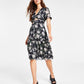 Bar III Women's Floral Print Cutout Dress Black Size Small
