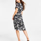 Bar III Women's Floral Print Cutout Dress Black Size Small