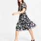 Bar III Women's Floral Print Cutout Dress Black Size Small