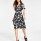 Bar III Women's Floral Print Cutout Dress Black Size Medium