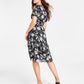 Bar III Women's Floral Print Cutout Dress Black Size Medium
