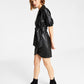 Bar III Women's Faux Leather Faux Wrap Dress Black Size X-Small